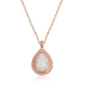 Gumush T6714 Gümüş Damla Beyaz Opal Taşlı Kadın Kolye