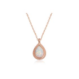 Gumush T6714 Gümüş Damla Beyaz Opal Taşlı Kadın Kolye