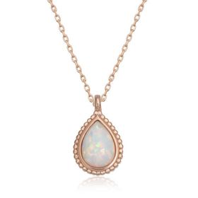 Gumush T6714 Gümüş Damla Beyaz Opal Taşlı Kadın Kolye