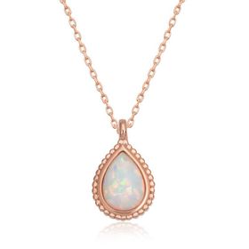 Gumush T6714 Gümüş Damla Beyaz Opal Taşlı Kadın Kolye
