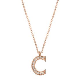 Gumush T6725 Gümüş Rose C Harfi Kadın Kolye