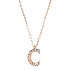Gumush T6725 Gümüş Rose C Harfi Kadın Kolye