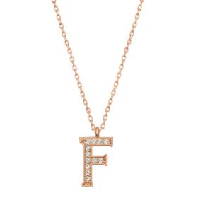 Gumush T6729 Gümüş Rose F Harfi Kadın Kolye