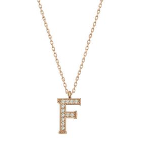 Gumush T6729 Gümüş Rose F Harfi Kadın Kolye