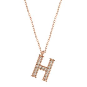 Gumush T6731 Gümüş Rose H Harfi Kadın Kolye
