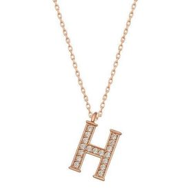 Gumush T6731 Gümüş Rose H Harfi Kadın Kolye