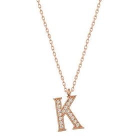Gumush T6735 Gümüş Rose K Harfi Kadın Kolye