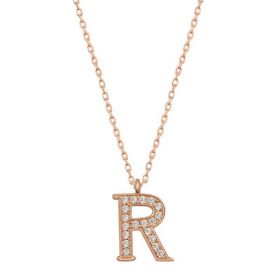 Gumush T6742 Gümüş Rose R Harfi Kadın Kolye