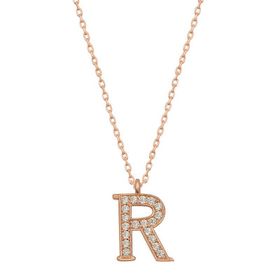 Gumush T6742 Gümüş Rose R Harfi Kadın Kolye