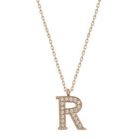 Gumush T6742 Gümüş Rose R Harfi Kadın Kolye