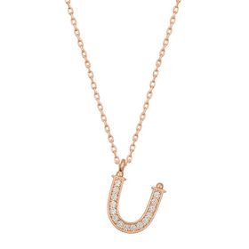 Gumush T6746 Gümüş Rose U Harfi Kadın Kolye
