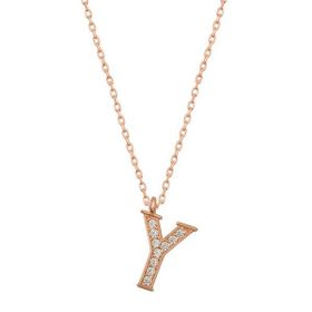 Gumush T6749 Gümüş Rose Y Harfi Kadın Kolye