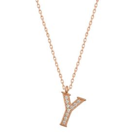 Gumush T6749 Gümüş Rose Y Harfi Kadın Kolye