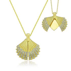 Gumush T6756 Gold Kişiye Özel İstiridye Kadın Gümüş Kolye