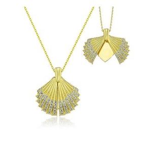 Gumush T6756 Gold Kişiye Özel İstiridye Kadın Gümüş Kolye