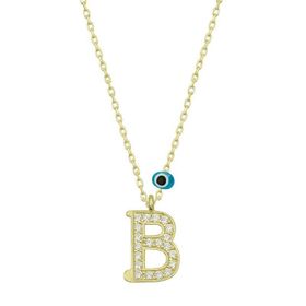 Gumush T6769 Gümüş Nazar Gold B Harfi Kadın Kolye