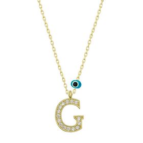 Gumush T6775 Gümüş Nazar Gold G Harfi Kadın Kolye