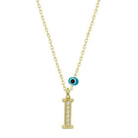 Gumush T6785 Gümüş Nazar Gold İ Harfi Kadın Kolye