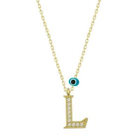 Gumush T6788 Gümüş Nazar Gold L Harfi Kadın Kolye