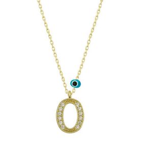 Gumush T6791 Gümüş Nazar Gold O Harfi Kadın Kolye