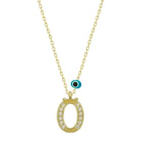 Gumush T6792 Gümüş Nazar Gold Ö Harfi Kadın Kolye