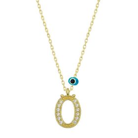 Gumush T6792 Gümüş Nazar Gold Ö Harfi Kadın Kolye