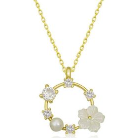 Gumush T6837 Gold Manolya Çiçeği Kadın Gümüş Kolye