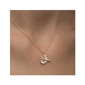 Gumush T6855 Rose Tek Taşlı Uçak Gümüş Kadın Kolye