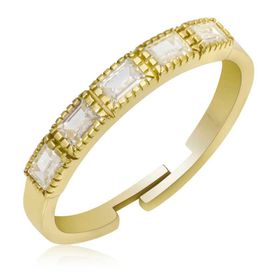Gumush T6864 Gümüş Gold Ayarlanabilir Baget Kadın Yüzük