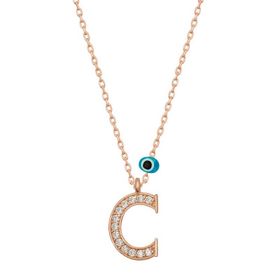Gumush T6869 Nazar Rose C Harfi Kadın Gümüş Kolye