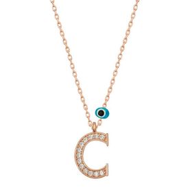 Gumush T6869 Nazar Rose C Harfi Kadın Gümüş Kolye