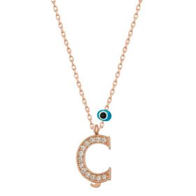 Gumush T6869 Nazar Rose C Harfi Kadın Gümüş Kolye