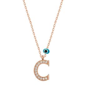Gumush T6869 Nazar Rose C Harfi Kadın Gümüş Kolye