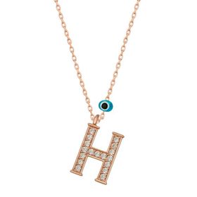 Gumush T6876 Nazar Rose H Harfi Kadın Gümüş Kolye