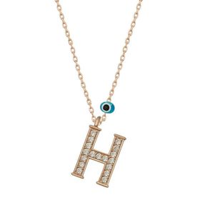 Gumush T6876 Nazar Rose H Harfi Kadın Gümüş Kolye