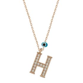 Gumush T6876 Nazar Rose H Harfi Kadın Gümüş Kolye