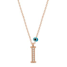 Gumush T6877 Nazar Rose I Harfi Kadın Gümüş Kolye