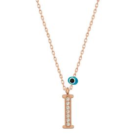 Gumush T6878 Nazar Rose İ Harfi Kadın Gümüş Kolye