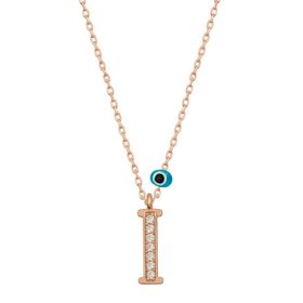 Gumush T6878 Nazar Rose İ Harfi Kadın Gümüş Kolye