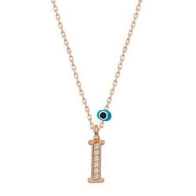 Gumush T6878 Nazar Rose İ Harfi Kadın Gümüş Kolye