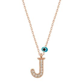 Gumush T6879 Nazar Rose J Harfi Kadın Gümüş Kolye