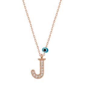 Gumush T6879 Nazar Rose J Harfi Kadın Gümüş Kolye