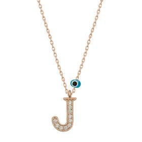 Gumush T6879 Nazar Rose J Harfi Kadın Gümüş Kolye