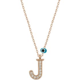 Gumush T6879 Nazar Rose J Harfi Kadın Gümüş Kolye