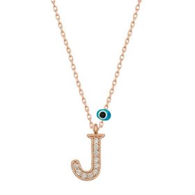 Gumush T6879 Nazar Rose J Harfi Kadın Gümüş Kolye
