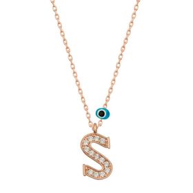 Gumush T6888 Nazar Rose S Harfi Kadın Gümüş Kolye