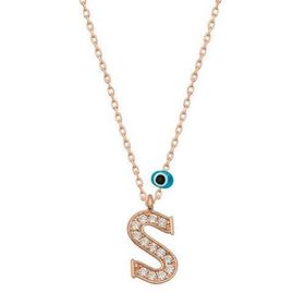 Gumush T6889 Nazar Rose Ş Harfi Kadın Gümüş Kolye