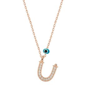 Gumush T6891 Nazar Rose U Harfi Kadın Gümüş Kolye