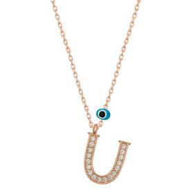 Gumush T6891 Nazar Rose U Harfi Kadın Gümüş Kolye