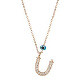 Gumush T6891 Nazar Rose U Harfi Kadın Gümüş Kolye